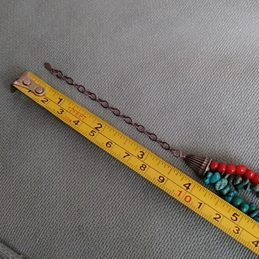 TURQUOISE AND CORAL THREE STRAND TORSAD - Picture 7 of 9